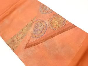 丸文に抽象花模様織出し名古屋帯